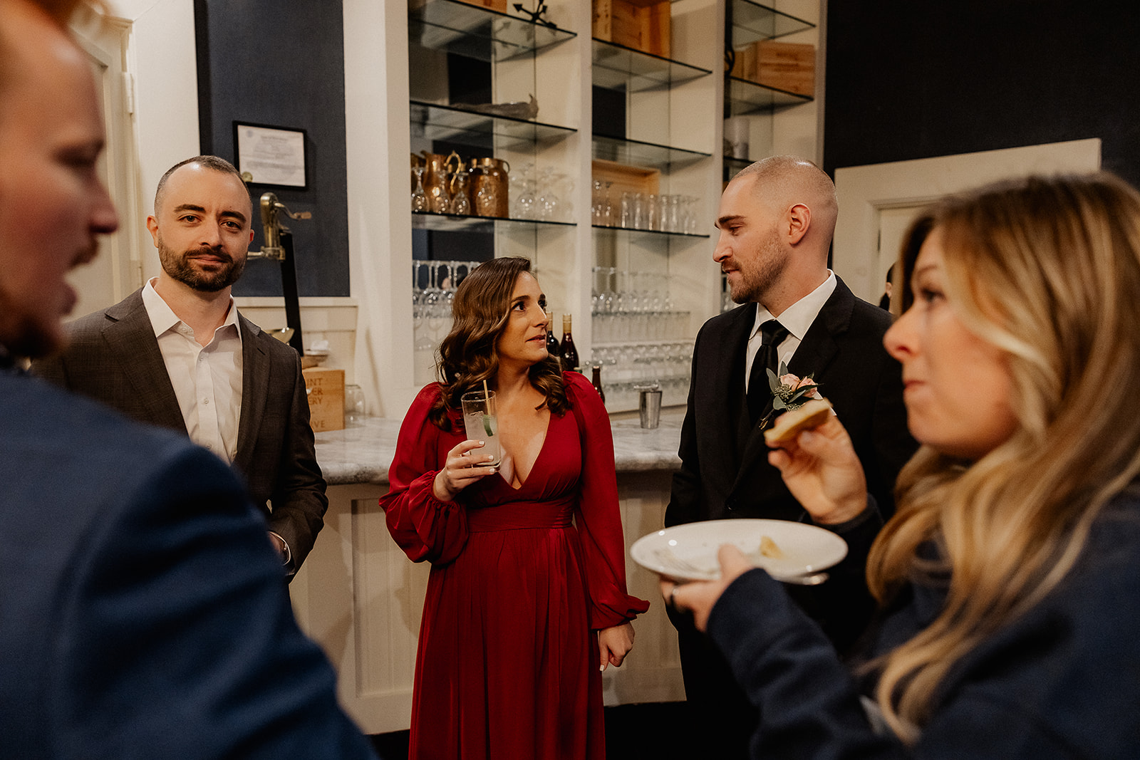 Guests mingling during cocktail hour.