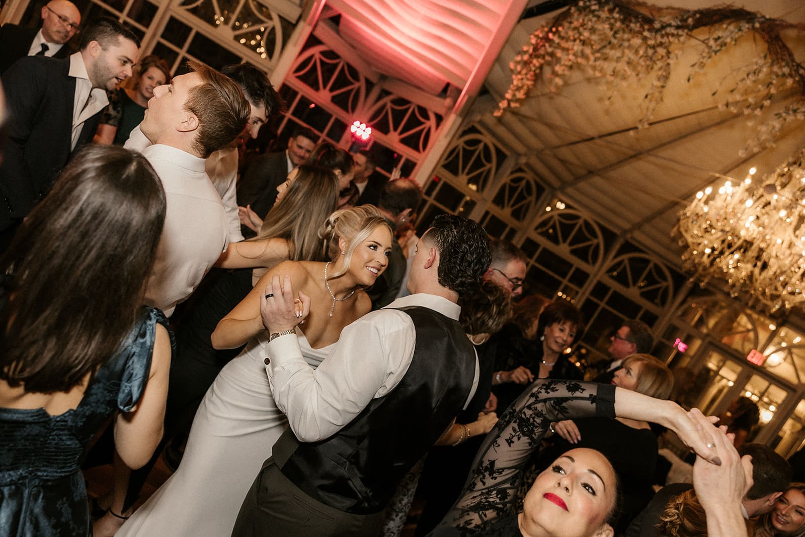 Bride and groom dancing during their reception.