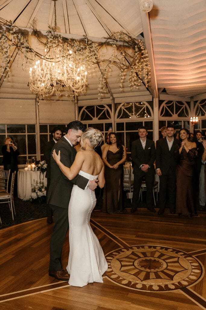 Bride and groom sharing their first dance at The Brownstone in Paterson, NJ.