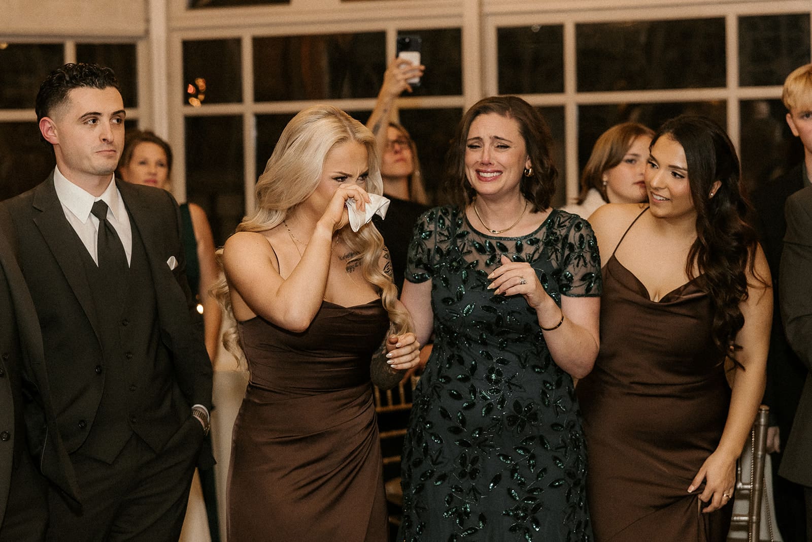 Guests getting emotional during first dances.