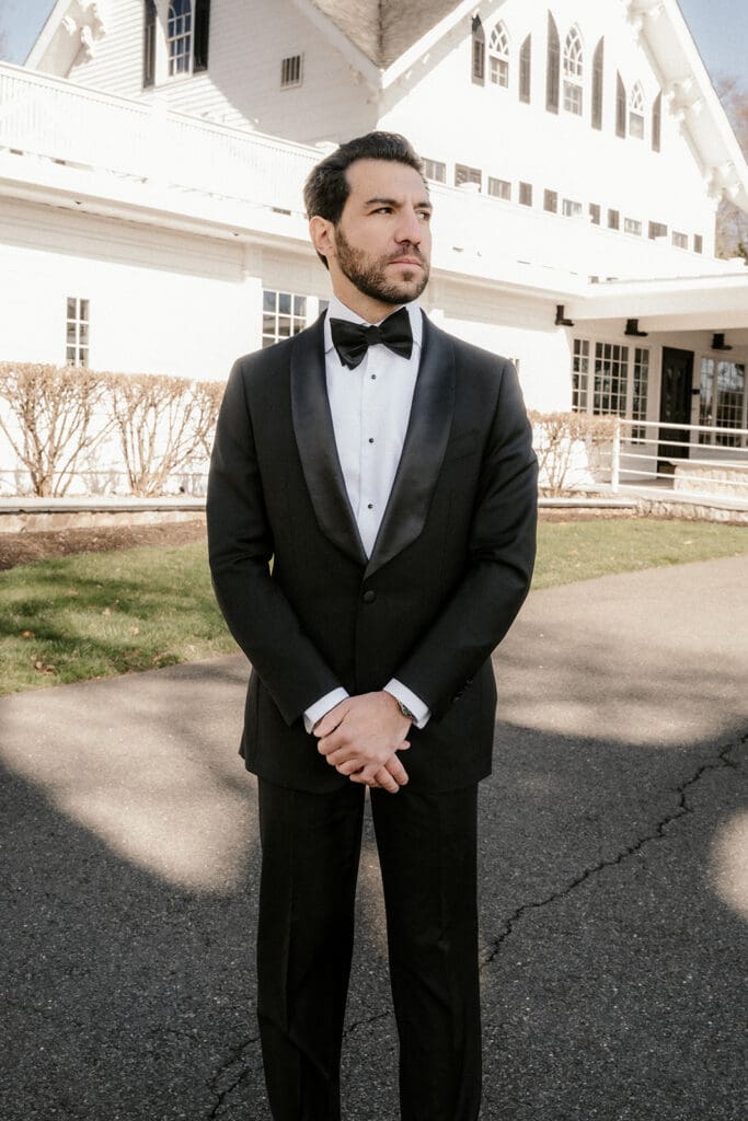 Outdoor grooms portraits from as Ryland Inn wedding in White House Station, NJ.